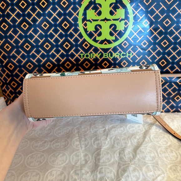 Tory Burch Ella Printed Nylon Mini Tote Bag Crossbody French Cream Floral - Picture 3 of 10